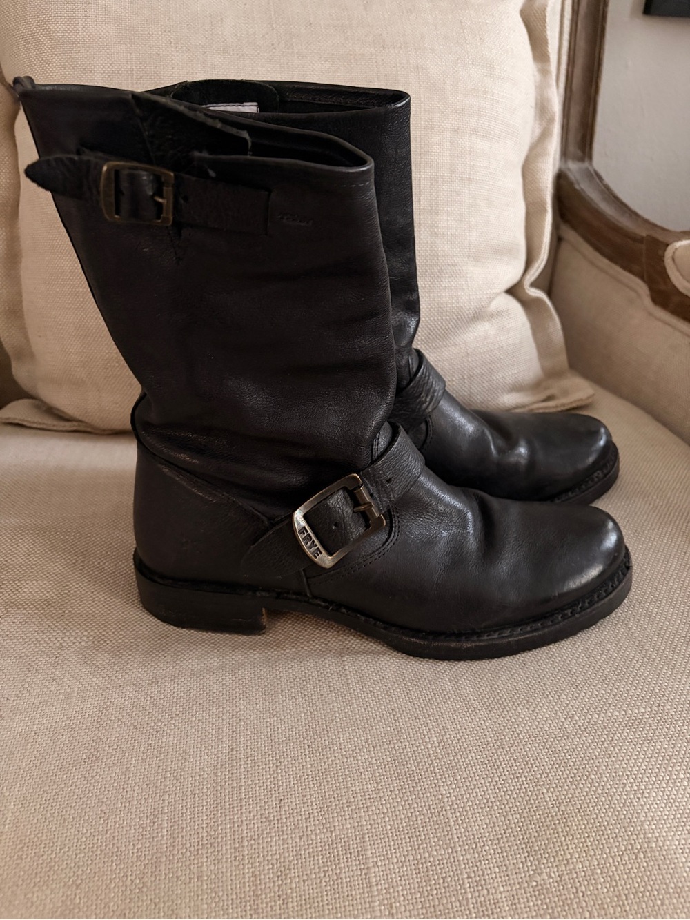 Frye Engineer Biker Moto Boots Black sz 7